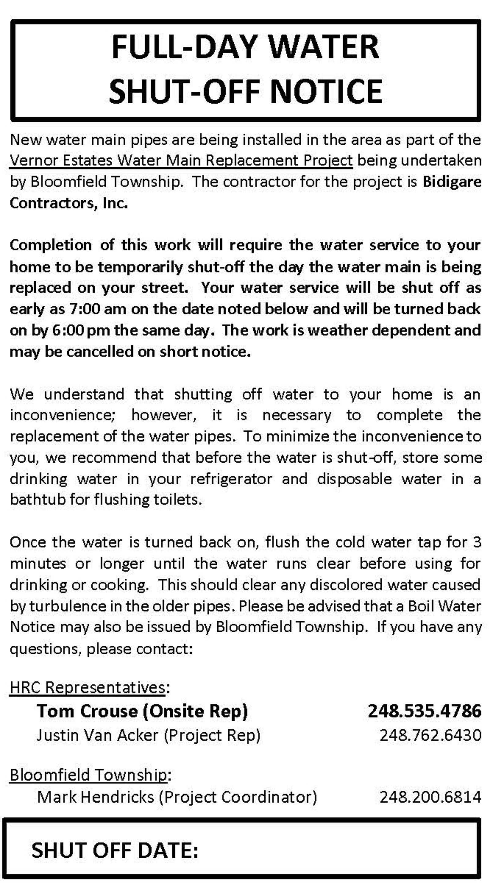 Door Hanger Full Day Shut Off