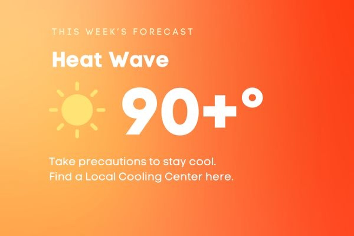 Forecasting the upcoming week to have temperatures above 90 degrees and to find a local cooling center. 