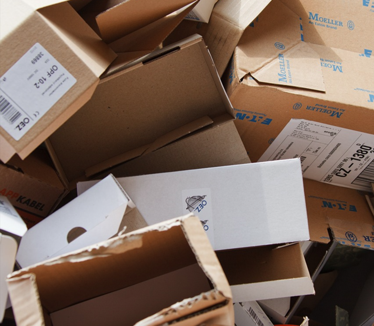 Various cardboard boxes. 