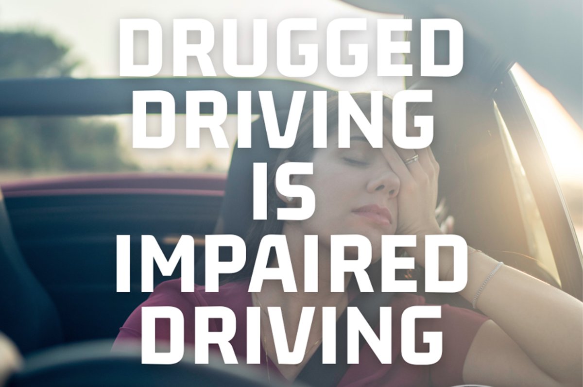 A woman driving with her hand on her head for Bloomfield Township Police Department's drugged driving is impaired driving. 