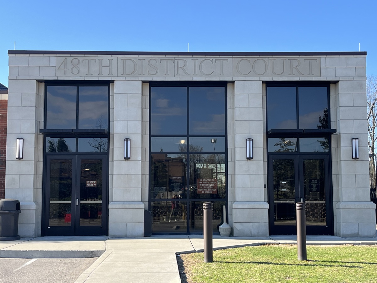 The outside of the 48th District Court. 