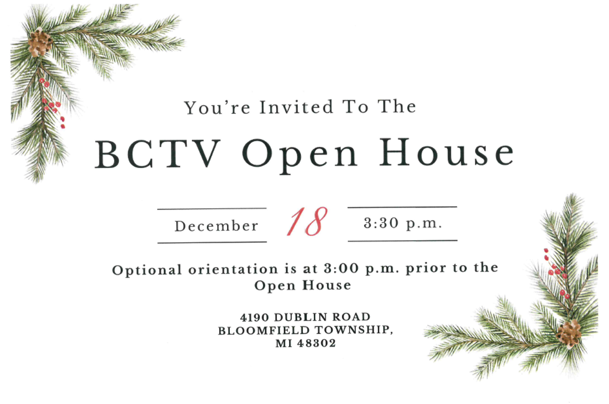 Invitation to the BCTV open house on December 18. 