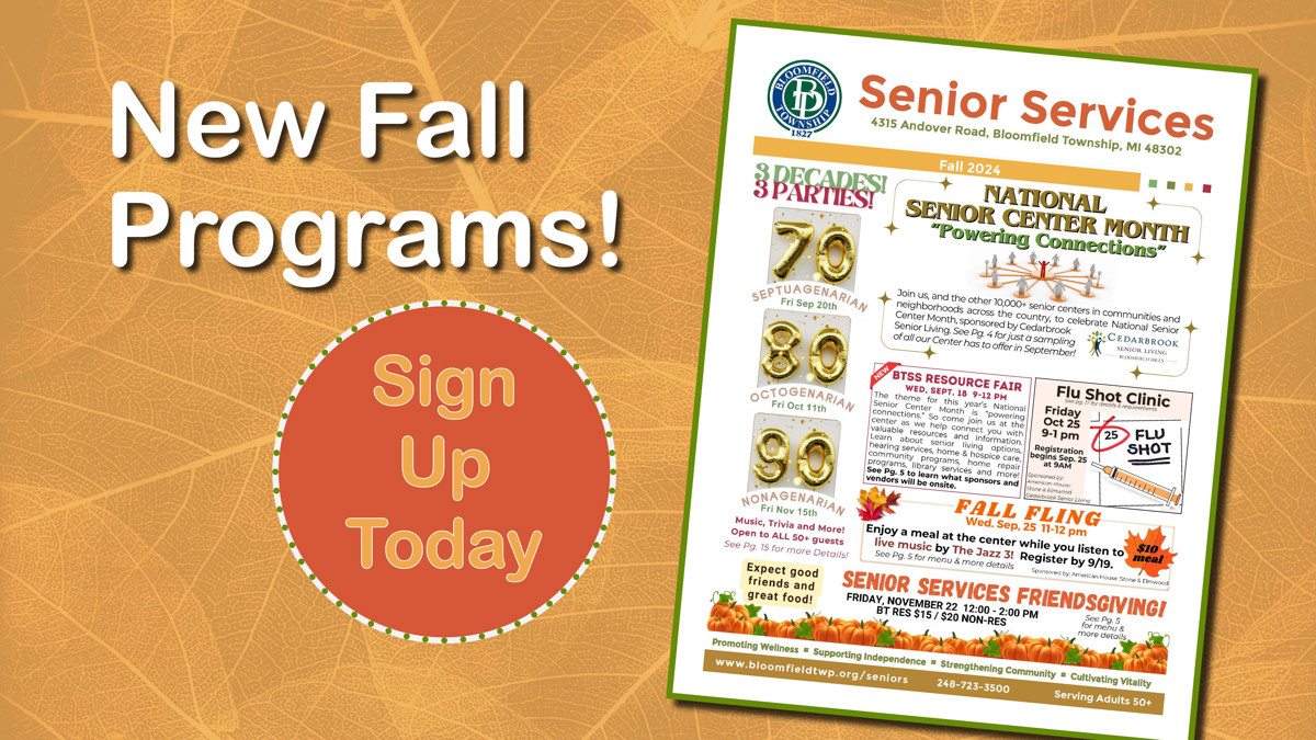 A flyer for new fall programs at the senior center. 