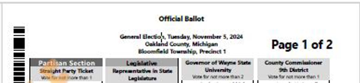A sample of a ballot. 
