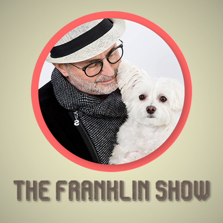 The Franklin Show logo with a man holding his little dog. 